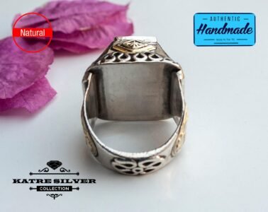 Unique Lapis Lazuli Ring Silver 925 – Handmade Square Turkish Snake Flower Design Gemstone Ring Gift for Her - Image 7