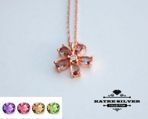 Sultanite Diaspore Flower Necklace 925 Sterling Silver Rose Gold Plated Color Change Sultanite Necklace Turkish Diaspore Flower Pendant - Image 8