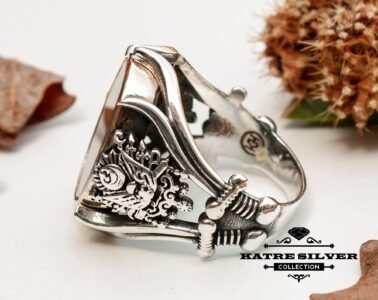 Unique Tiger Eye Turkish Mens Ring Silver 925 – Handmade Ottoman Style Statement Gemstone Ring Gift for Him - Image 5