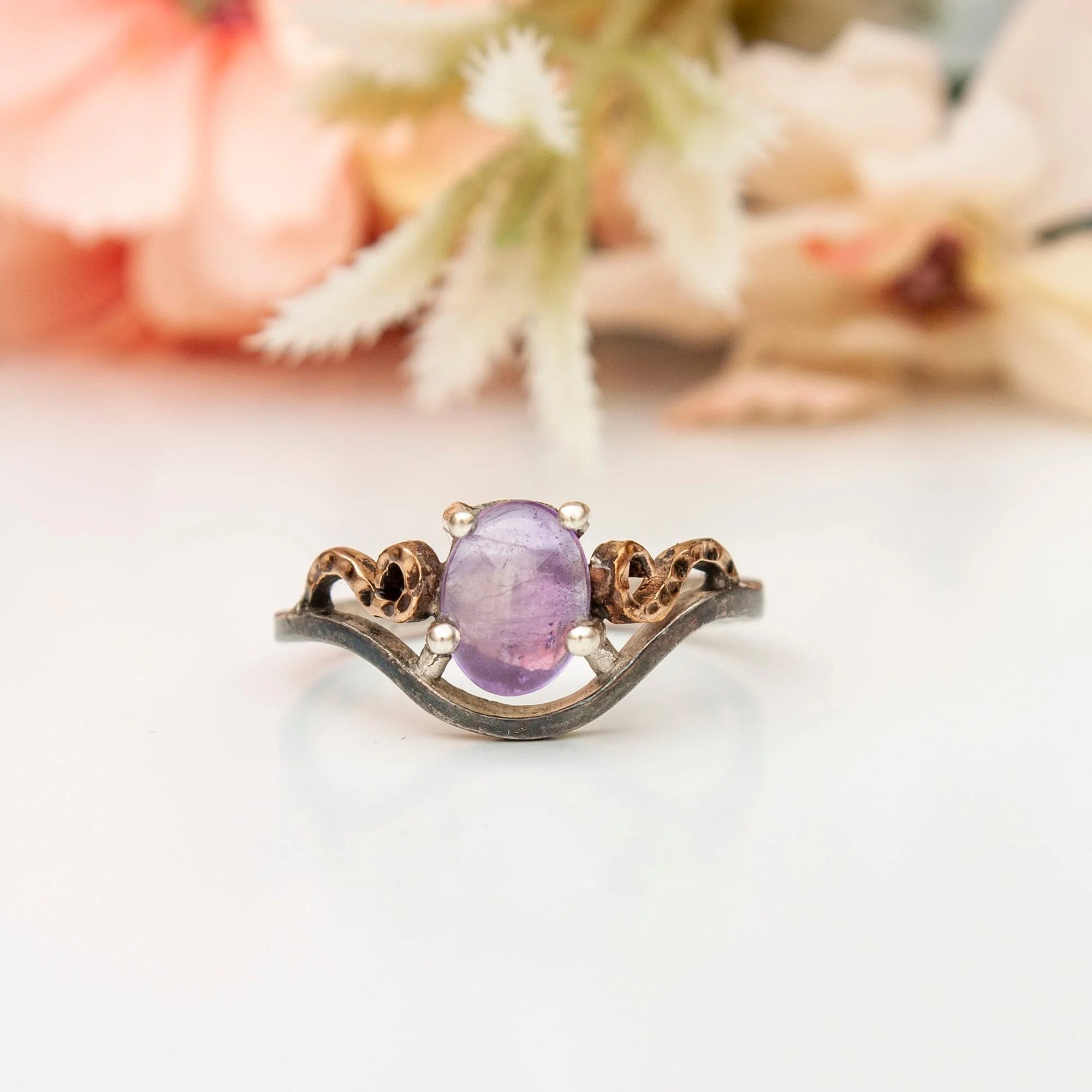 Unique Vintage Amethyst Engagement Ring 925 Silver – Handmade Purple Gemstone Promise Wedding Ring Gift for Her - Image 3
