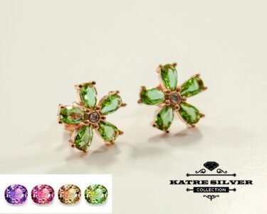 Unique Sultanite Flower Earrings 925 Silver – Handmade Turkish Diaspore Color Change Floral Jewelry Minimalist Gift for Her - Image 4