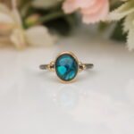 Colored Mother of Pearl Blue Ring, Hand Made Jewelery, Mosaic Shell, Sterlig Silver 925, Promise Ring, Gift for Her - Image 3