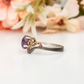 Vintage Amethyst Engagement Ring, Amethyst Wedding Ring, Promise Ring, Purple Gemstone Ring, Natural Amethyst Silver Women Ring - Image 5