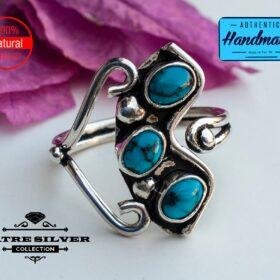 Triple Stone Ring, Three Stone Ring, Navajo Ring, Three Stone, Native American Ring, Turquoise Ring, Statement Ring, Blue Turquoise, Boho