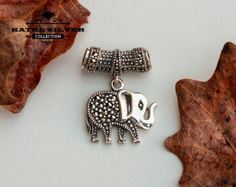 Marcasite Elephant, Marcasite Charm, Marcasite Pendant, Elephant Pendant, Silver Elephant, Animal Pendant, One of a Kind, Elephant Gift