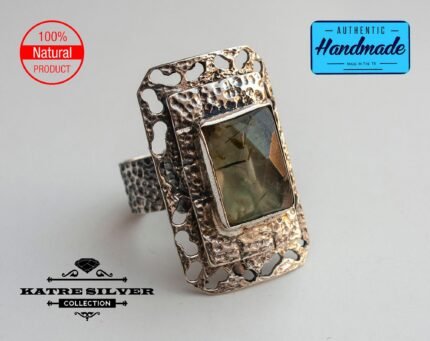 Natural Green Rutile Quartz, Rutile Quartz Ring, Quartz Ring, Quartz Jewelry, Gemstone Quartz, Quartz Gemstone, Statement Ring, Green Stone