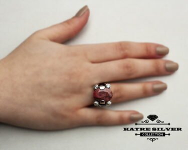 Unique Oval Cut Ruby Ring 925 Silver – Handmade Faceted Red Gemstone Statement Ring July Birthstone Gift for Her - Image 2