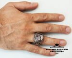 Mens Handmade Ring, Turkish Handmade Silver Men Ring, Ottoman Mens Ring, Agate Men Ring, Gift for Him, 925k Sterling Silver Ring, Vav Ring - Image 2