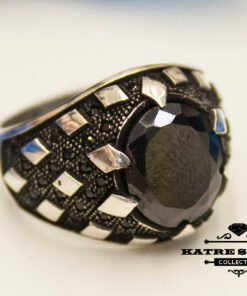 Mens Handmade Ring, Ottoman Mens Ring, Turkish Handmade Silver Men Ring, Black Onyx Ring, Gift for Him, 925k Sterling Silver Ring