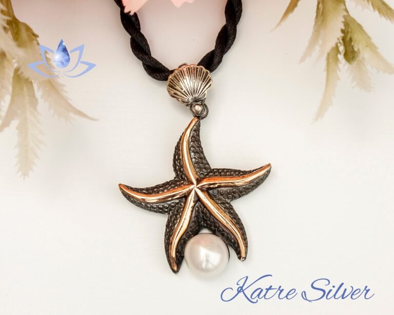 White Pearl Stone Starfish Pendant in Sterling Silver, Starfish Pendant, Pearl Charm Necklace, Ocean Pendant, Pearl Jewelry, Gift for Mom