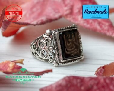 Mens Handmade Ring, Turkish Handmade Silver Men Ring, Ottoman Mens Ring, Black Agate Stone Men Ring, Gift for Him, 925k Sterling Silver Ring - Image 4