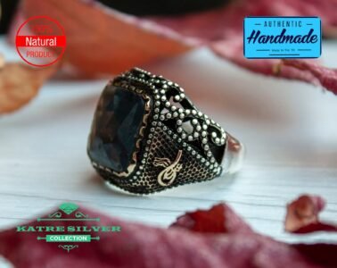 Unique Sapphire Mens Ring Silver 925 – Handmade Celtic Statement Turkish Silver Ring Gift for Him - Image 3