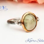 Green Prehnite Boho Ring, Sterling Silver Prehnite Ring, Silver Stacking Ring, Green Stone Ring, Silversmith Ring, Gift for Her