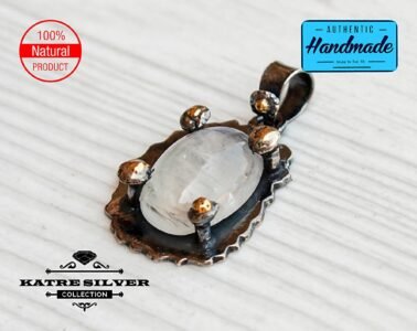 Raw Dainty Vintage Moonstone Pendant, Oval Moonstone, Handmade Moonstone, Moonstone Pendant, Moonstone Jewelry, Handmade Pendant, Natural - Image 3