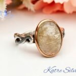 Natural Oval Cut Golden Rutile Quartz Engagement Ring, Yellow Rutilated Quartz Solitaire Ring, One of a Kind Ring, Unique Gift for Wife