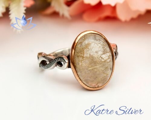 Natural Oval Cut Golden Rutile Quartz Engagement Ring, Yellow Rutilated Quartz Solitaire Ring, One of a Kind Ring, Unique Gift for Wife