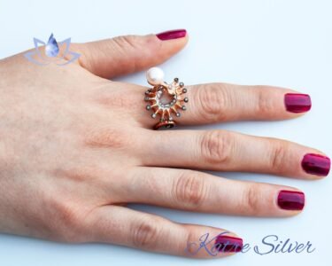 Unique Pearl Seahorse Ring 925 Silver – Handmade Illusion Pearl Cuff Ring Ocean Jewelry Elegant Gift for Her - Image 5