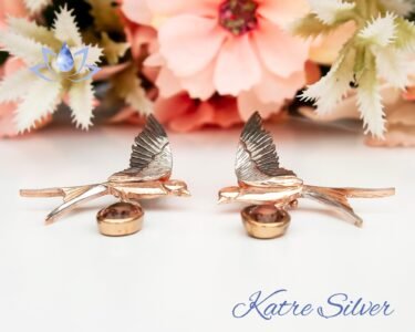 Color Change Stone Dove Bird Animal Earrings, Color Changing Designer Earrings, Animal Stud Earrings, Bird Earrings, Bird Lover Gift - Image 7