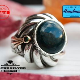 Handmade 925k Sterling Silver Natural Bloodstone Turkish Silver Mens Ring, Bloodstone Jewellery, Handmade Ring, Natural Bloodstone