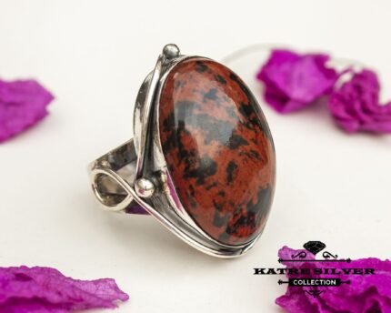 Silver Obsidian Ring, Mahogany Ring, Mahogany Obsidian, Obsidian Ring, Mahogany, Obsidian Jewelry, Handmade Ring, Stone Ring, Statement Ring