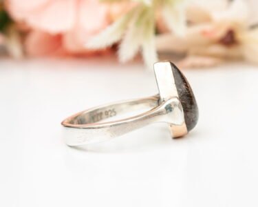 Pear Cut Natural Black Rutilated Quartz Ring, Sterling Silver Ring, Natural Quartz Ring, April Birthstone, Vintage Pear Ring, Gift for Her - Image 6