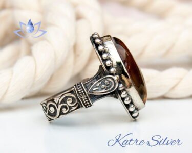 Unique Baltic Amber Ring 925 Silver – Handmade Natural Fossil Stone Vintage Statement Ring Unisex Gift for Her & Him - Image 7