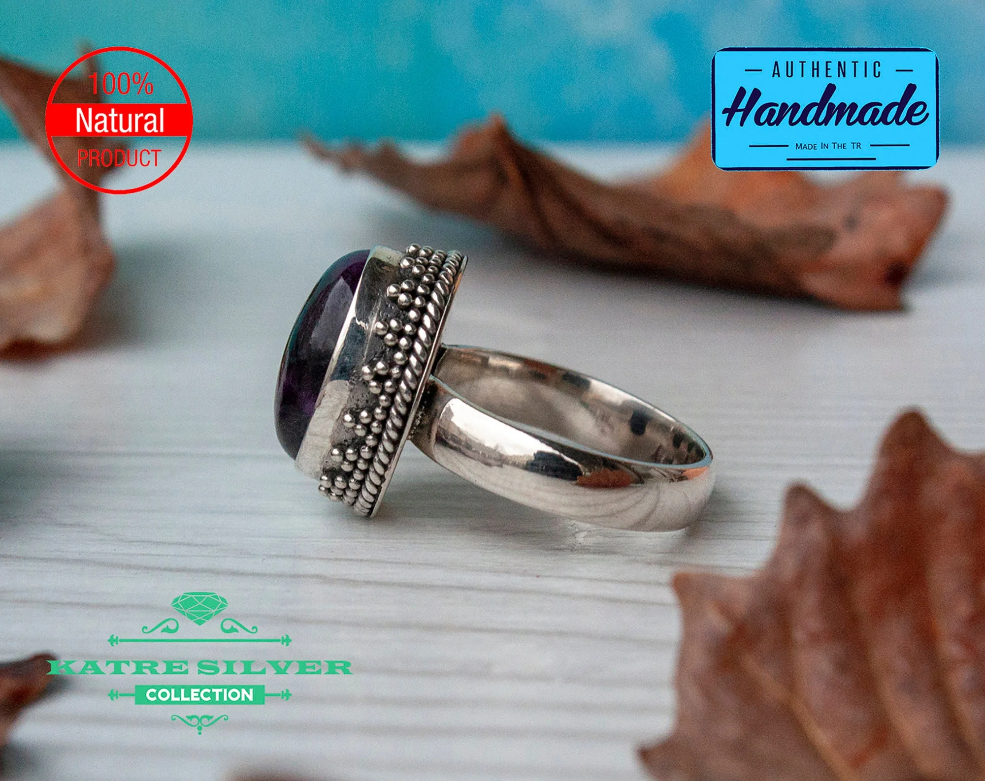 Unique Amethyst Ring Silver 925 – Handmade Natural Purple Gemstone Elegant Statement Ring Gift for Her - Image 5