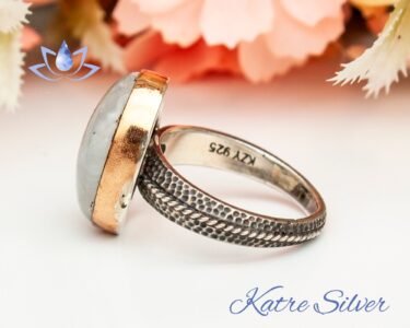 Oval Moonstone Ring, Rainbow Moonstone Ring, Moonstone Ring Silver, Natural Moonstone Ring, Engagement Ring, Birthstone Ring, Gift for Her - Image 5