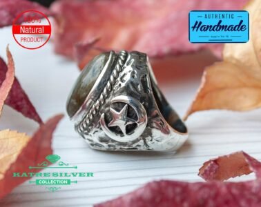 Mens Handmade Ring, Turkish Handmade Silver Men Ring, Ottoman Mens Ring, Labradorite Men Ring, Gift for Him, 925k Sterling Silver Ring - Image 7
