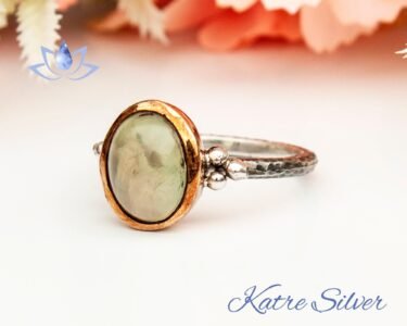Green Prehnite Boho Ring, Sterling Silver Prehnite Ring, Silver Stacking Ring, Green Stone Ring, Silversmith Ring, Gift for Her - Image 4