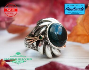Unique Bloodstone Mens Ring Silver 925 – Handmade Turkish Ottoman Statement Ring Natural Gemstone Gift for Him - Image 3