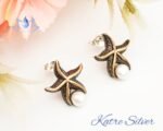 White Pearl Stone Starfish Earrings in Sterling Silver, Starfish Stud Earrings, Pearl Jewelry, Vintage Style Earrings, Bridesmaid Gifts - Image 7