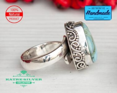 Silver Genuine Larimar Ring, Larimar Silver Ring, Larimar Ring, Blue Larimar, Larimar Jewelry, Statement Ring, Blue Stone Ring, Boho Ring - Image 6