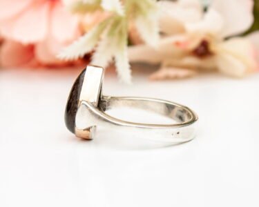 Pear Cut Natural Black Rutilated Quartz Ring, Sterling Silver Ring, Natural Quartz Ring, April Birthstone, Vintage Pear Ring, Gift for Her - Image 7