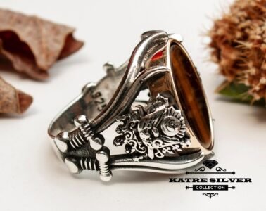 Unique Tiger Eye Turkish Mens Ring Silver 925 – Handmade Ottoman Style Statement Gemstone Ring Gift for Him - Image 6