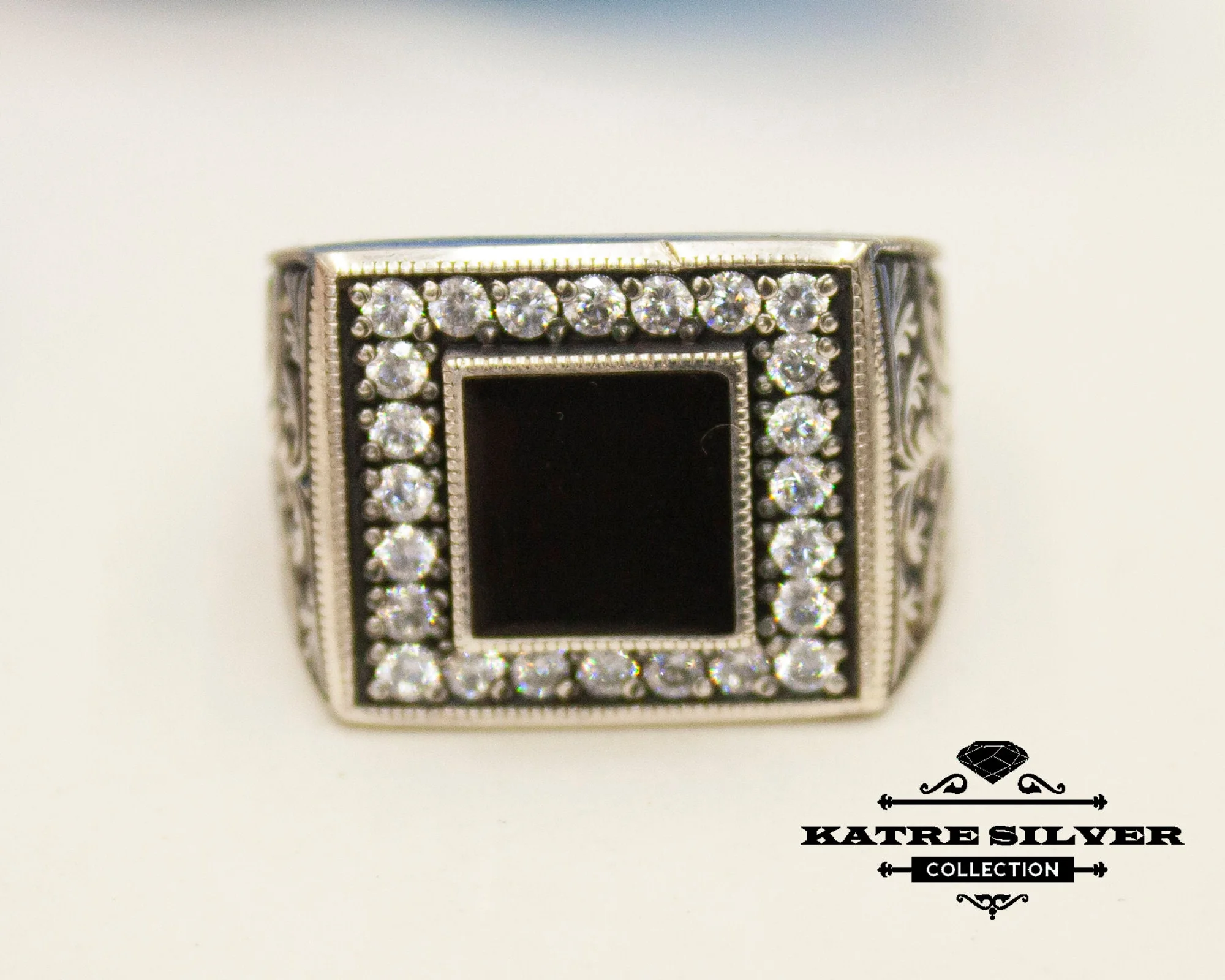 Unique Ottoman Black Stone Ring 925 Silver – Handmade Turkish Signet Ring Vintage Men Jewelry Gift for Him - Image 3