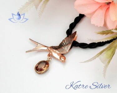 Changing Color Mood Stone Dove Bird Pendant, Color Change Custom Pendant, Antique Gemstone Vintage Pendant, Necklace Gift - Image 3