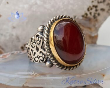 Unique Agate Aqeeq Turkish Mens Ring Silver 925 – Handmade Ottoman Style Gemstone Ring Gift for Him - Image 5