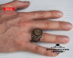Mens Handmade Ring Turkish Handmade Silver Ottoman Mens Ring Yavuz Sultan Selim Seal Men Ring 925k Sterling Silver Gift for Him - Image 4