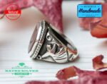 Mens Handmade Ring, Turkish Handmade Silver Men Ring, Ottoman Mens Ring, Agate Men Ring, Gift for Him, 925k Sterling Silver Ring, Vav Ring - Image 6