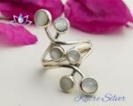 Long Statement Ring, Mother Of Pearl Ring, White Stone Ring, Nacre Ring, Pearl Ring Silver, Long Rings, Designer, Gift for Her - Image 3