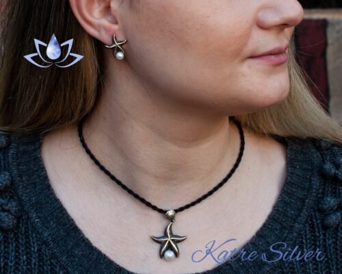 White Pearl Stone Starfish Pendant in Sterling Silver, Starfish Pendant, Pearl Charm Necklace, Ocean Pendant, Pearl Jewelry, Gift for Mom - Image 6