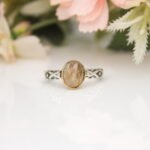 Oval Gold Rutilated Quartz Ring, Hand Made Ring for Women, Minimalist Gemstone Cabochon Ring, Statement Gift, Gemstone Jewelry Birthday Gift - Image 3