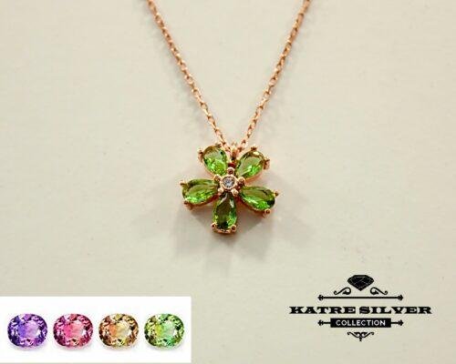 Sultanite Diaspore Flower Necklace 925 Sterling Silver Rose Gold Plated Color Change Sultanite Necklace Turkish Diaspore Flower Pendant - Image 10