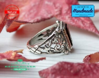 Mens Handmade Ring, Turkish Handmade Silver Men Ring, Ottoman Mens Ring, Black Agate Stone Men Ring, Gift for Him, 925k Sterling Silver Ring - Image 6