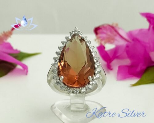Pear Sultanite Woman Ring, Handmade Silver Ring, Diaspore Woman Ring, Long Ring, Statement Ring, Sterling Silver, Woman Ring - Image 6