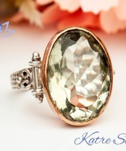 Oval Cut Fine Green Amethyst Ring, Prasiolite Ring in Recycled 925 Sterling Silver, Oval Prasiolite Gemstone Ring, Amethyst Jewellery