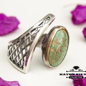 Unique Vintage Turquoise Ring, Handmade Ring, Statement Ring, Green Turquoise Ring, Natural Turquoise, Adjustable Rings, Ladies Ring