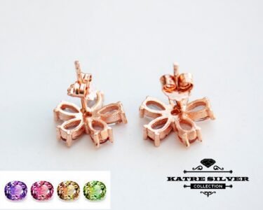 Unique Sultanite Flower Earrings 925 Silver – Handmade Turkish Diaspore Color Change Floral Jewelry Minimalist Gift for Her - Image 7