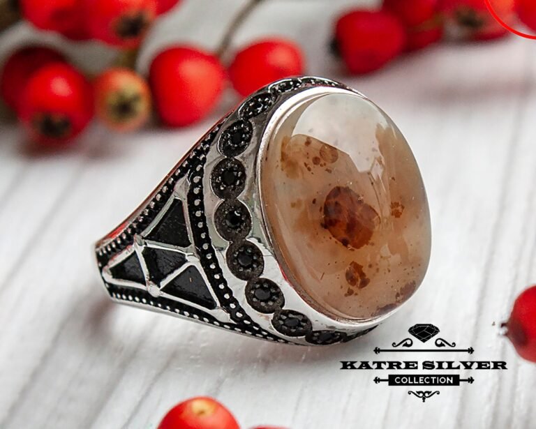 Unique Yemen Agate Mens Rings Sterling Silver Boho Jewelry Handcrafted Silver Rings Turkish Ring Authentic Piece of Mens Silver Jewelry